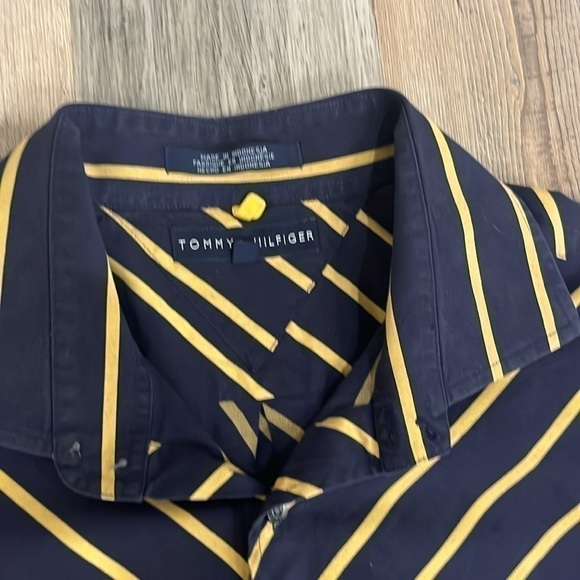 Tommy Hilfiger Mens 2xl Navy Blue Plaid Long Sleeve Business Button Down Shirt - Picture 3 of 8